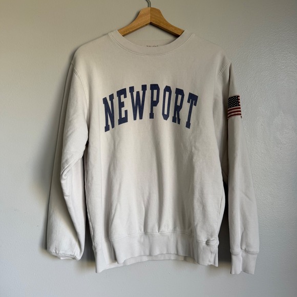 John Galt Tops - John Galt Brandy Melville Newport Crewneck Sweatshirt White Flag Patch Baggy OS